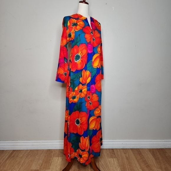 Vintage Mid Century Mod 60s Handmade Floral Maxi Dress Size‎ Small - Picture 15 of 15